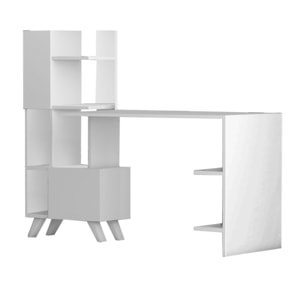 NANU - Bureau style industriel chêne et noir à étagères