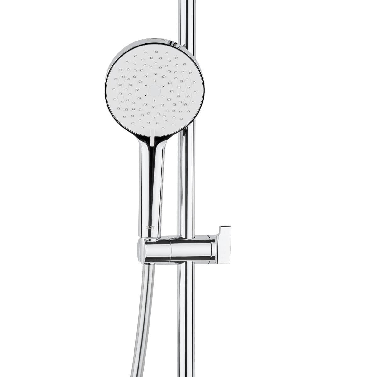 Set de douche rond - 4 fonctions - débit 11,28 l/min - garantie 5 ans - chrome (SATSS41)