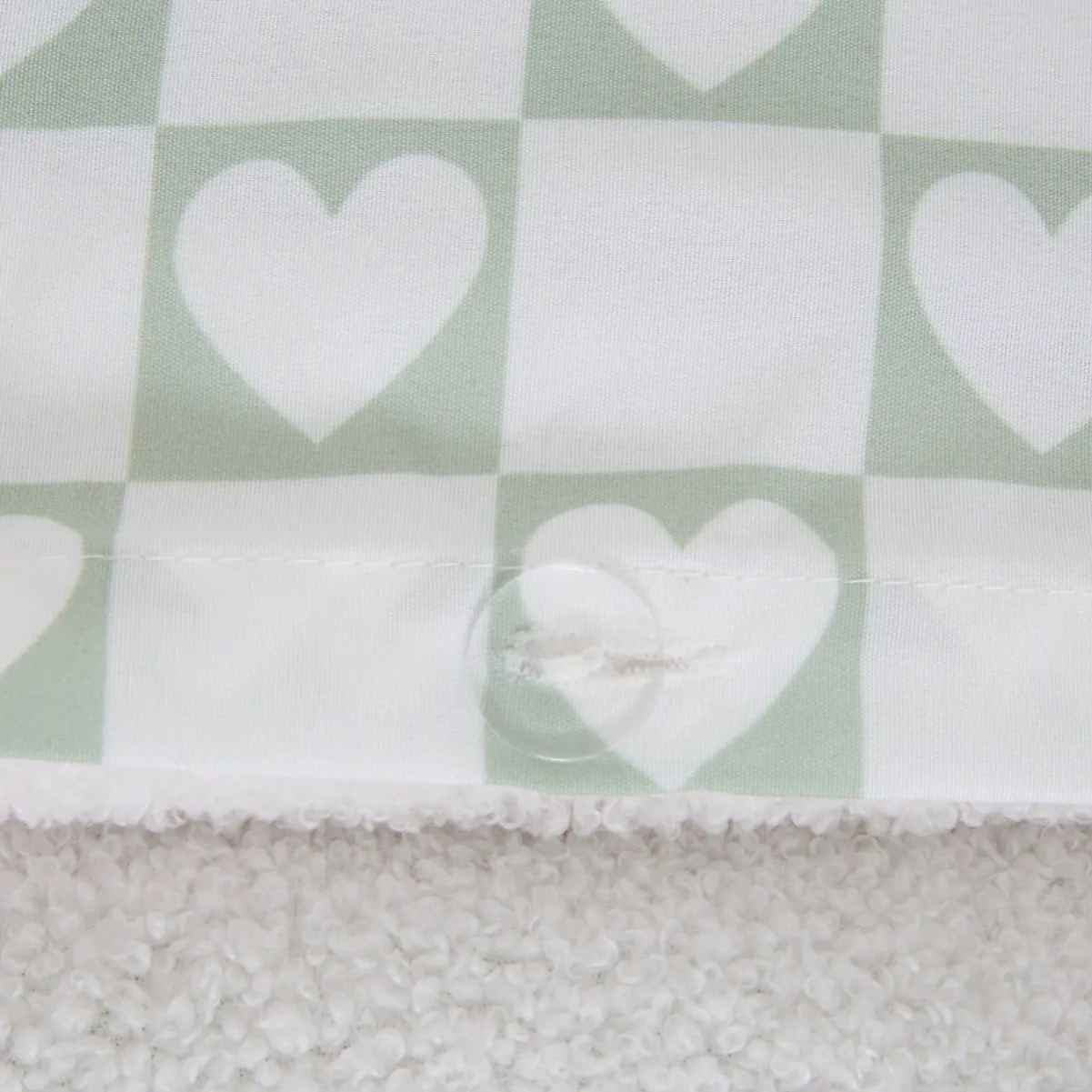 Parure de lit réversible Jaiko 140x200cm blanc/motif coeurs vert