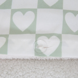 Parure de lit réversible Jaiko 140x200cm blanc/motif coeurs vert