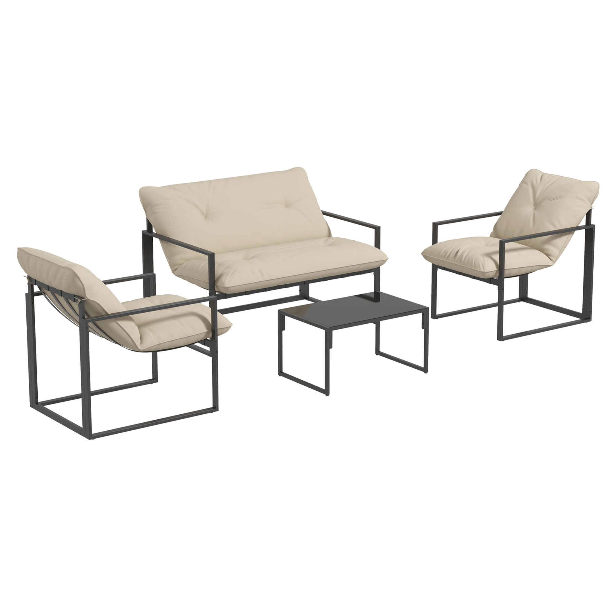 Salon de jardin 4 pièces – 4 personnes – Canapé et fauteuils