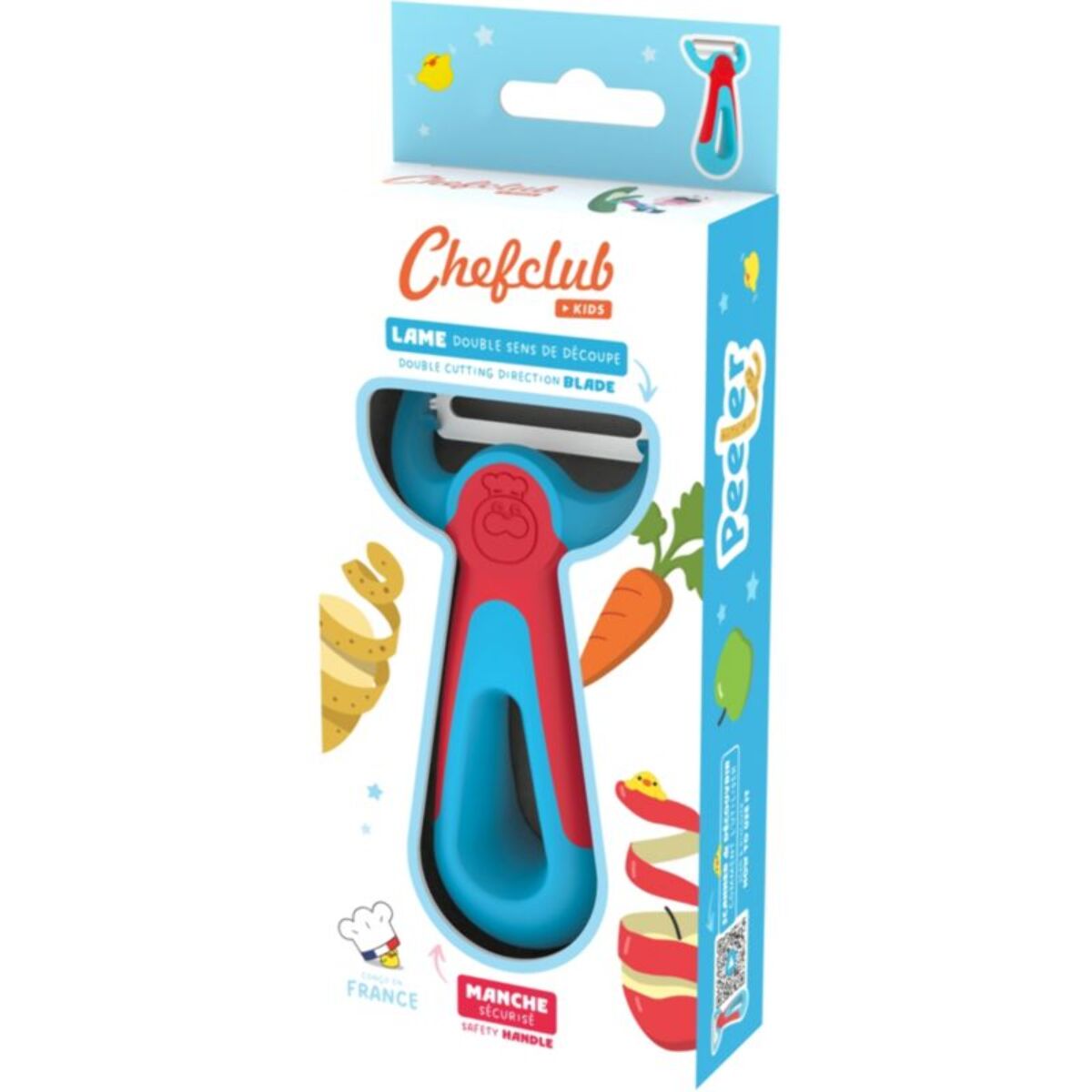 Couteau éplucheur CHEFCLUB Kids bleu et rouge