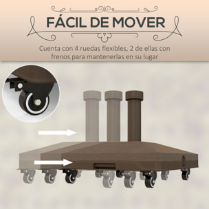 Base para Sombrilla con Ruedas, 2,5 kg, Soporte de Parasol de HDPE, Pie para Sombrilla con Postes Ø22 mm a Ø38 mm, Rellenable de Arena 18 kg o Agua 16 kg, para Jardín, Patio, Terraza, Marrón