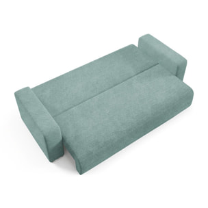 GLORIA - Canapé droit convertible 3 places en tissu vert clair