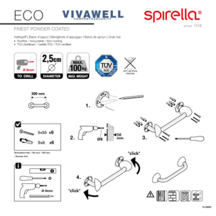 Barre de redressement ou d'appui ECO Acier Inox 30cm Blanc Spirella