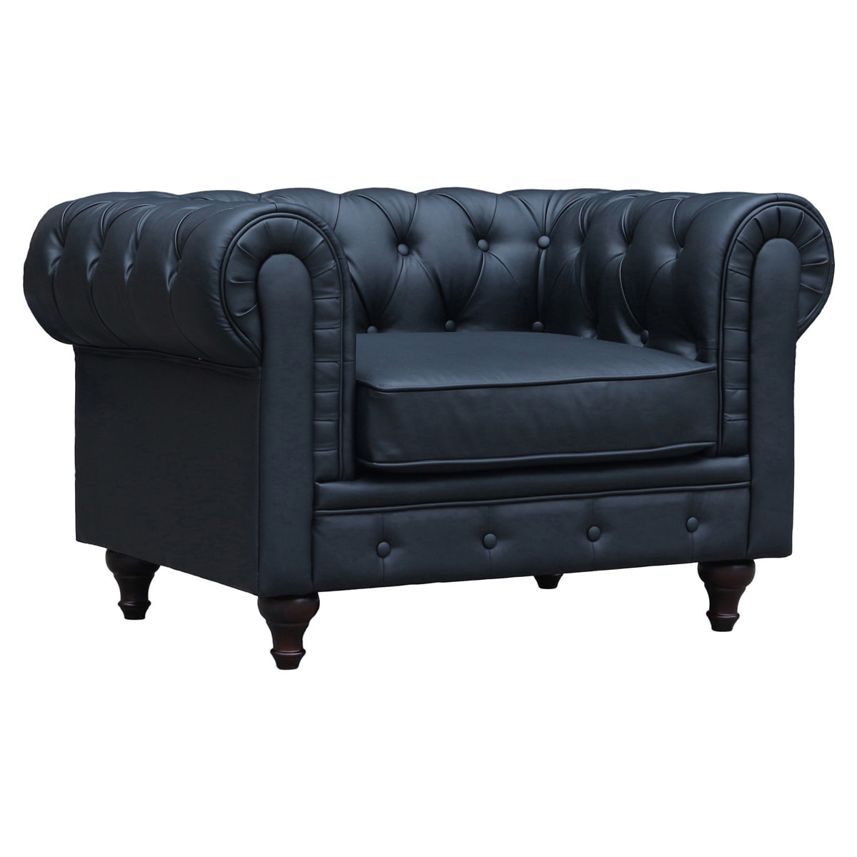 Fauteuil Chesterfield "Aliza" - 111 x 82 x 70 cm - Noir