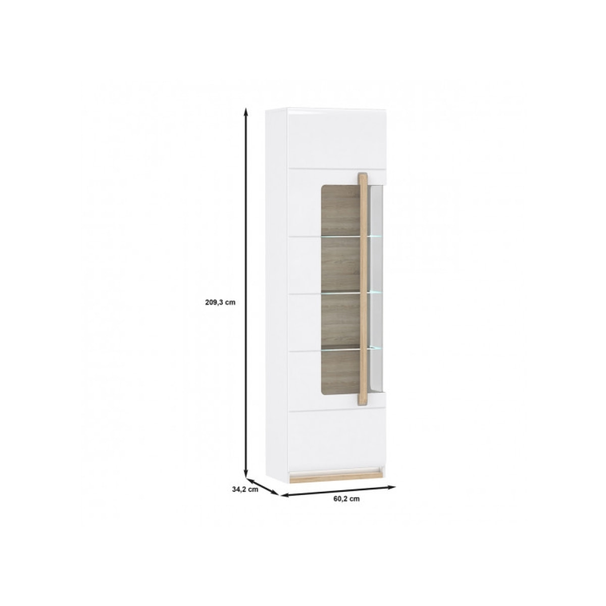 Vitrine colonne 1 porte blanc laqué - SENSATION