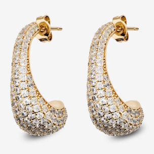 Orecchini a Lobo Graduati in Pavé di Cubic Zirconia placcati Oro Giallo 18Kt