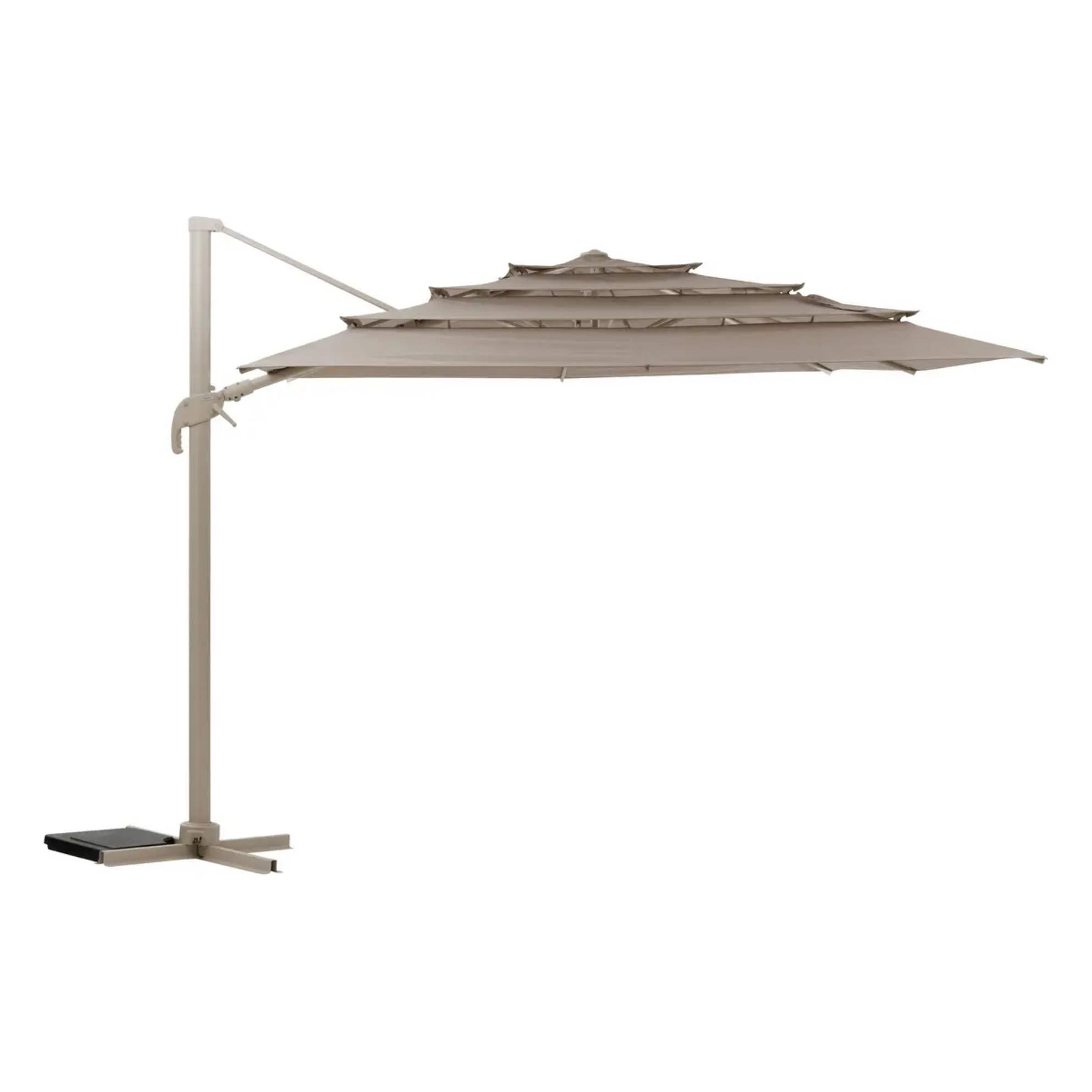 Parasol déporté rectangulaire multi-toile "Melhia" lin 4 x 3m en aluminium acier et oléfine