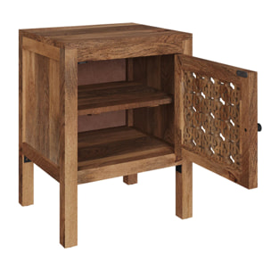 Table de chevet ajourée en bois de manguier - Jaya