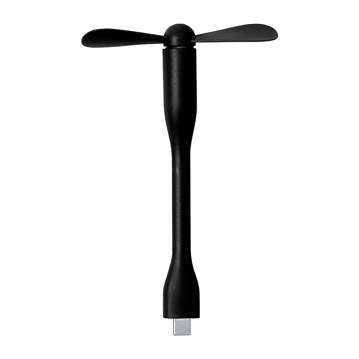 Ventilador flexible compatible con USB-C, con cuello orientable para dirigir el flujo de aire. Compacto, ligero y sin necesidad de baterías, ideal para smartphones, portátiles y baterías externas.