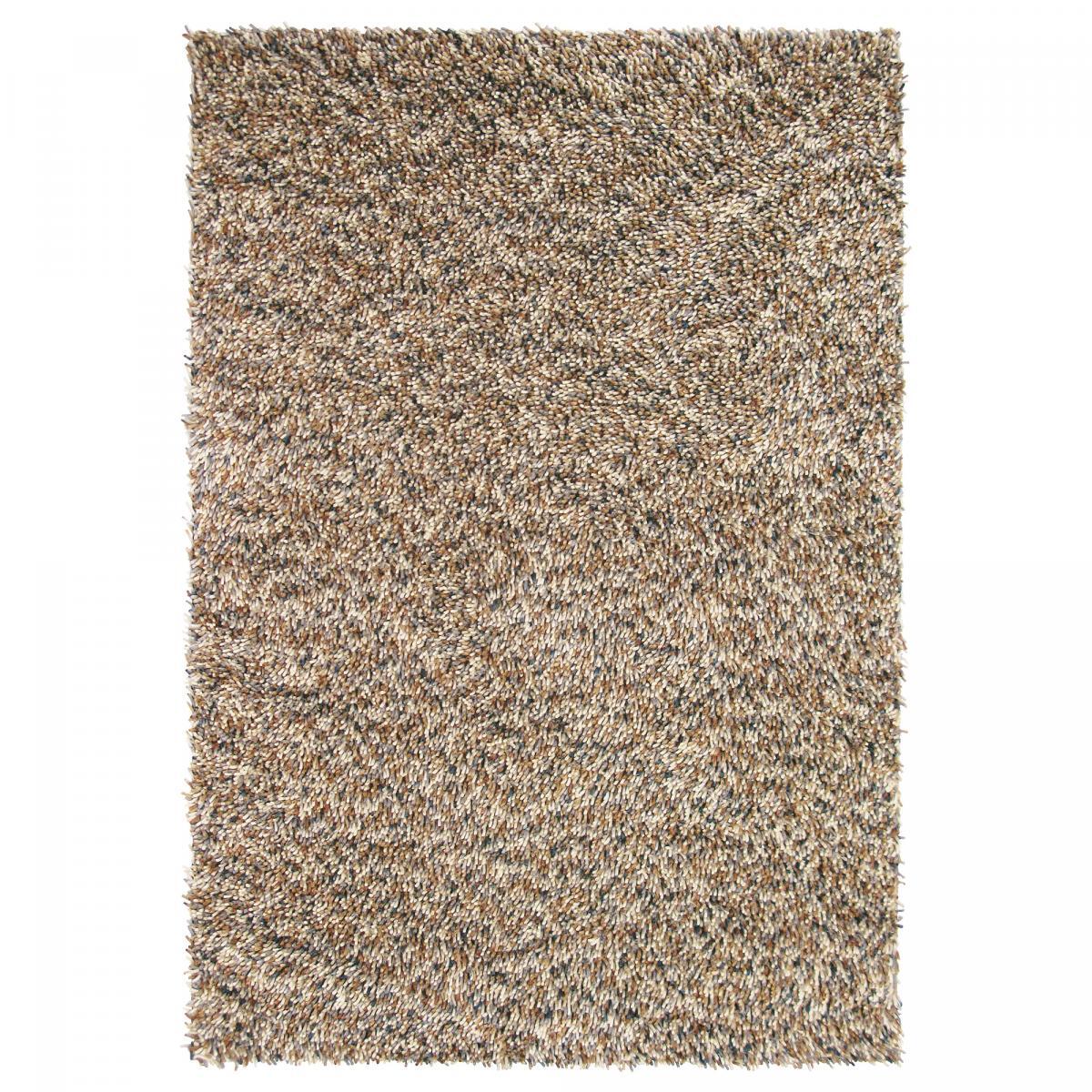 Tapis shaggy tissé en laine motif faux uni RABI