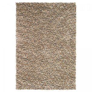 Tapis shaggy tissé en laine motif faux uni RABI