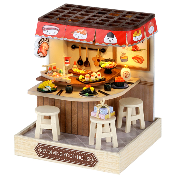 Colección Rincón de la felicidad, Casa de comidas ambulante. Maqueta 3D realista con gran detalle, cubierta antipolvo y luces led.