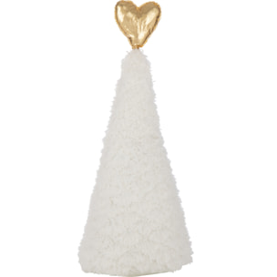 J-Line décoration Sapin de Noël Cœur - polyrésine - blanc/or - large
