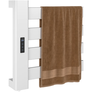 Toallero Eléctrico de Pared 130W Radiador Toallero Eléctrico de Aleación de Aluminio con Control WIFI Pantalla Táctil Temporizador 4 Barras Temperatura Ajustable Bajo Consumo IPX4 Blanco
