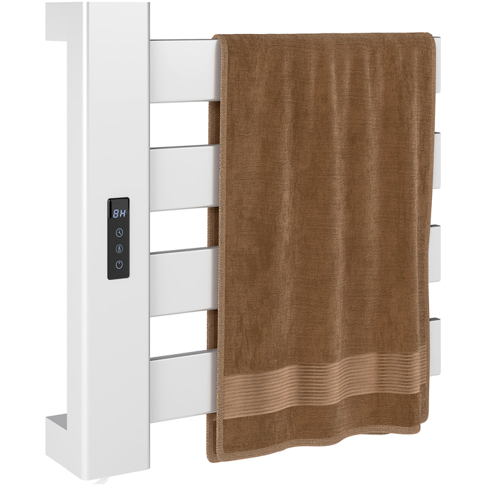 Toallero Eléctrico de Pared 130W Radiador Toallero Eléctrico de Aleación de Aluminio con Control WIFI Pantalla Táctil Temporizador 4 Barras Temperatura Ajustable Bajo Consumo IPX4 Blanco
