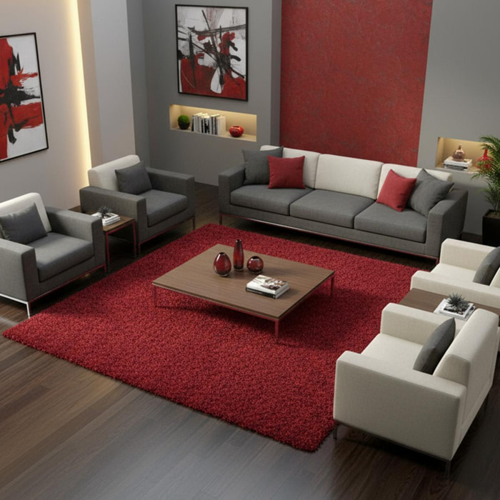 Tapis poils longs shaggy tissé motif uni ZASIVE