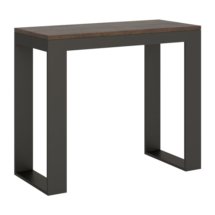 Console extensible 90x40/300 cm Tecno Evolution Noyer cadre Anthracite