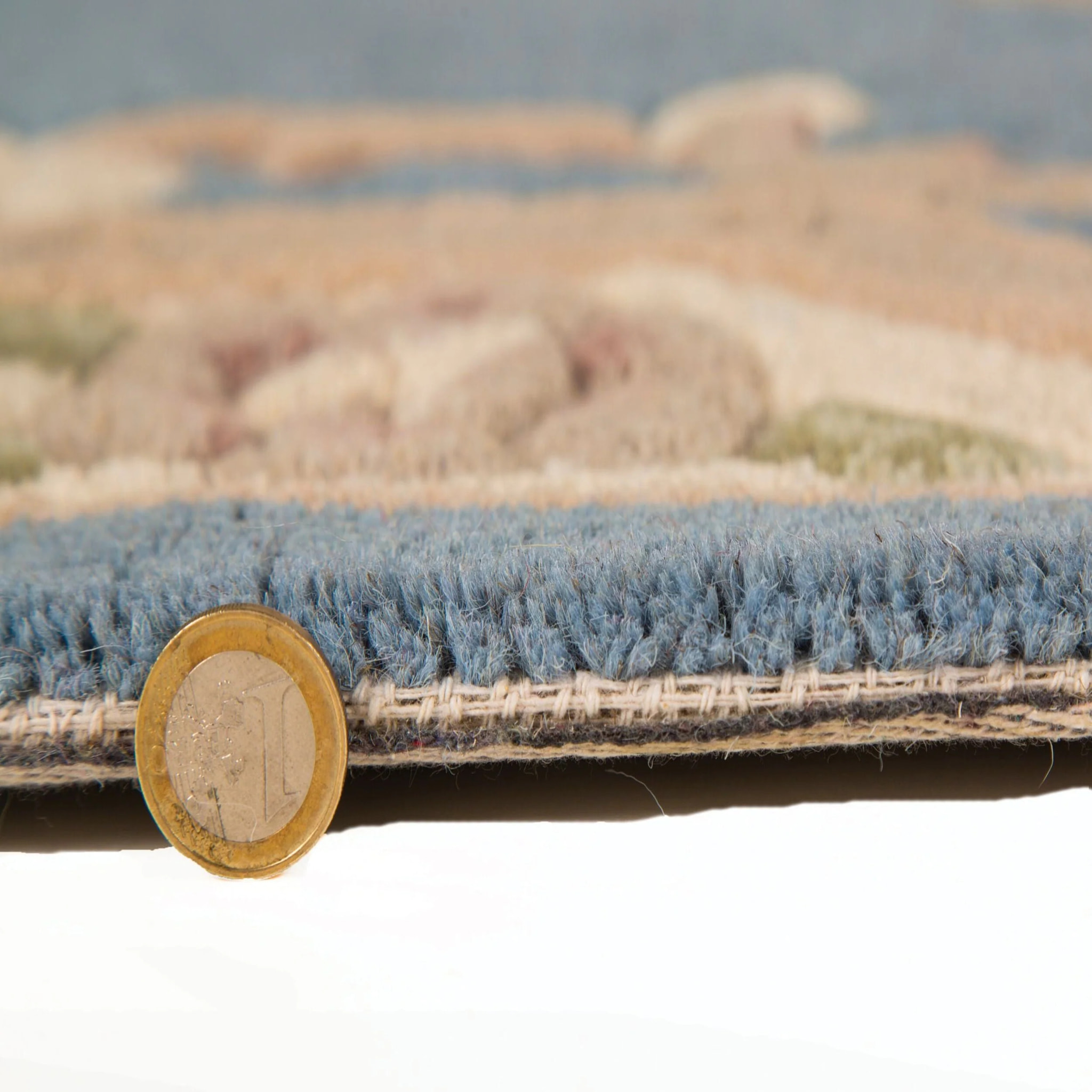 Tapis en laine rond AUBUSSON Bleu