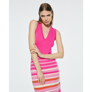 Abito Midi a Righe in Maglia