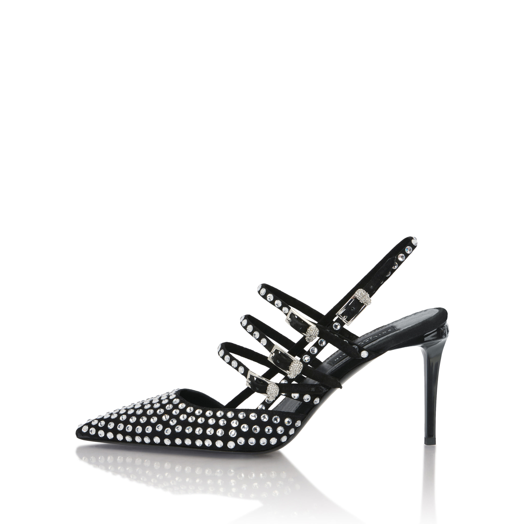 PHILIPP PLEIN Suede Slingbacks Skull Belts 9
