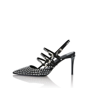 PHILIPP PLEIN Suede Slingbacks Skull Belts 9