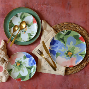 Lot de 6 assiettes plates en porcelaine floral 26cm FLORALUX