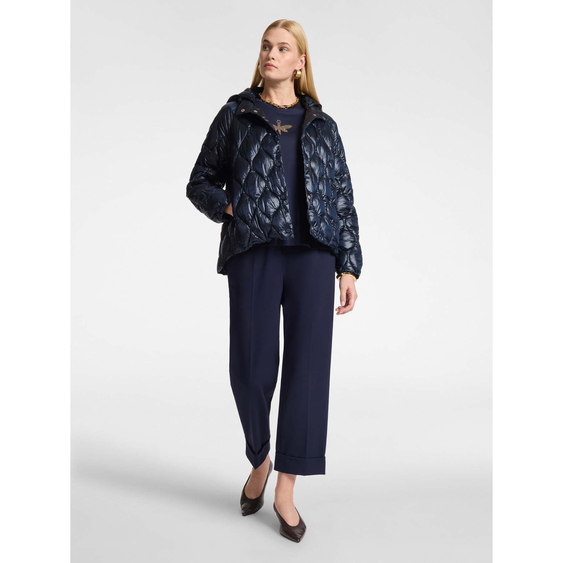 Elena Mirò - Plumífero ligero de nylon acolchado - Azul