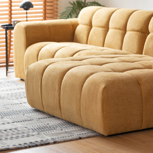 ALINE Canapé d'angle 3/4 places nuage en velours moutarde