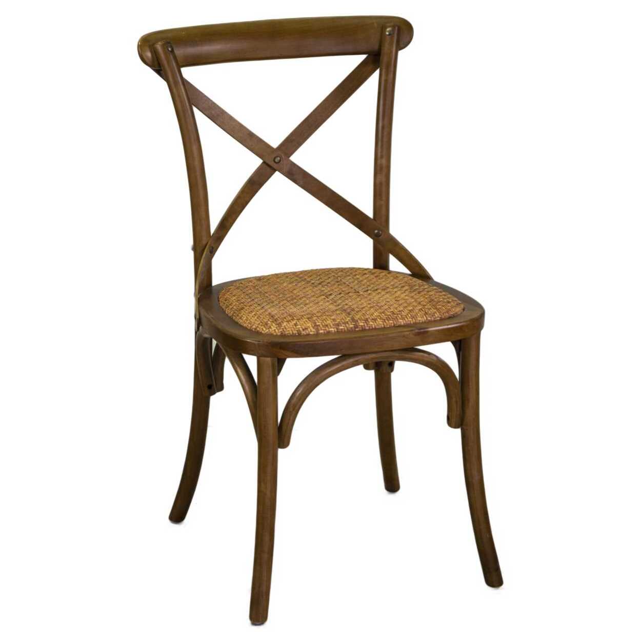 Sedia Cross Vacchetti in legno marrone chiaro con seduta a intreccio cm51x55h46,5/89