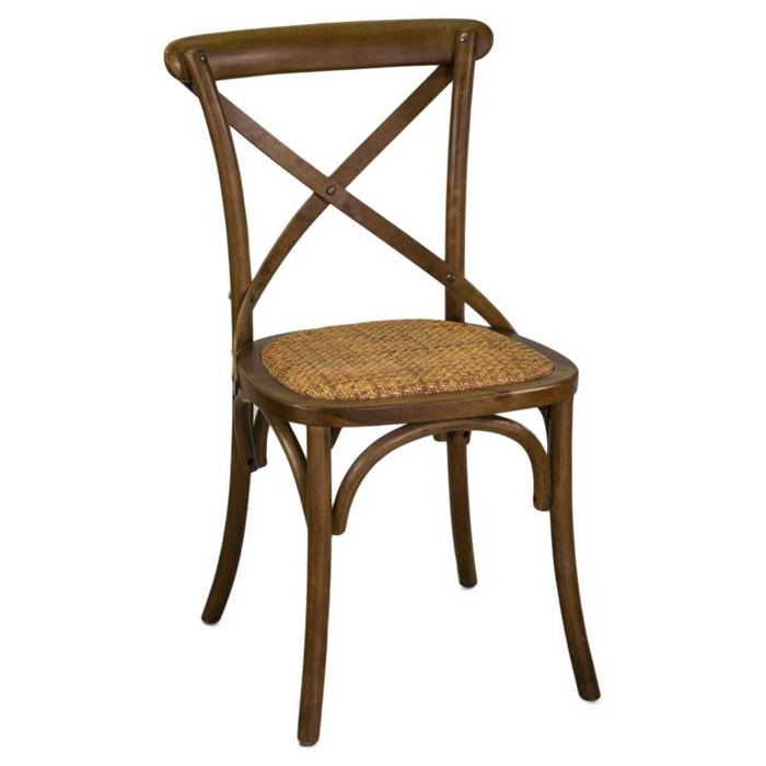 Sedia Cross Vacchetti in legno marrone chiaro con seduta a intreccio cm51x55h46,5/89
