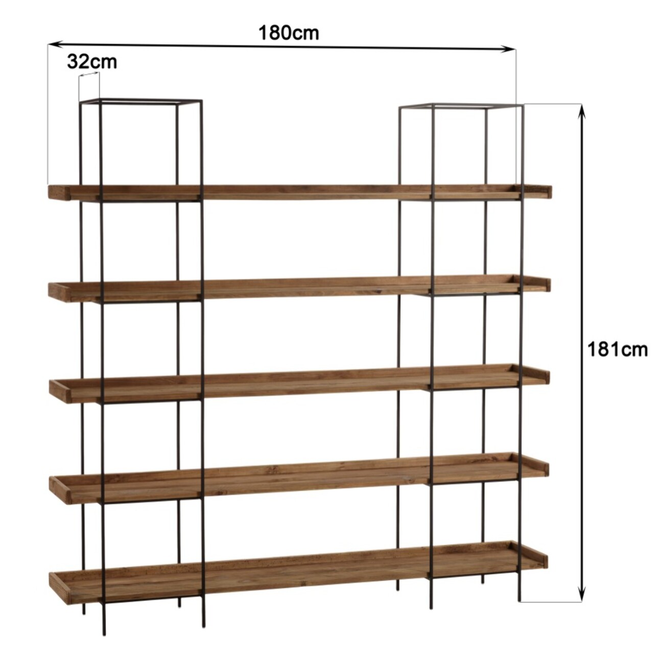 DANDY - Etagère 5 niveaux bois pin recyclé structure métal