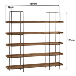 DANDY - Etagère 5 niveaux bois pin recyclé structure métal