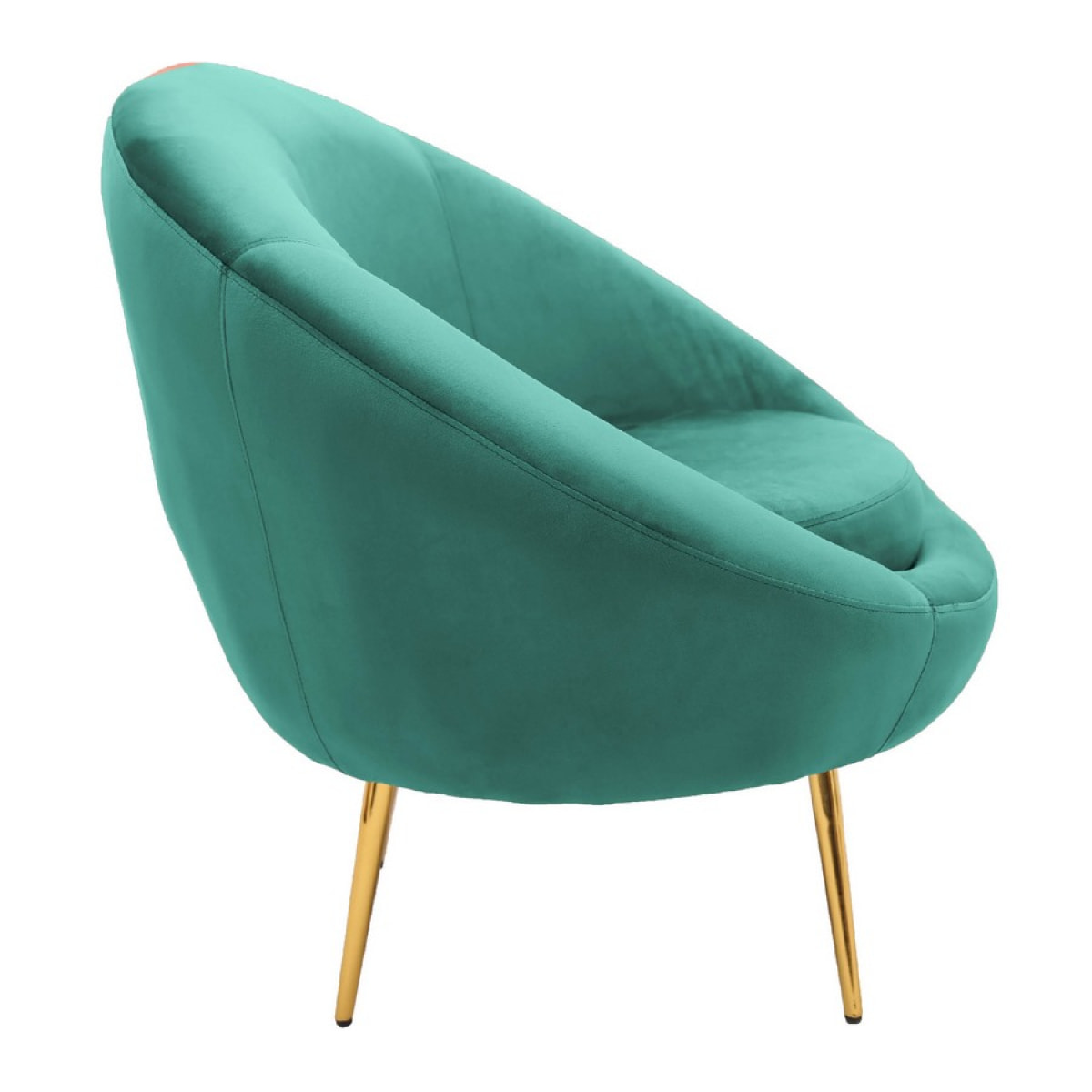 Poltrona disco rivestita in velluto verde