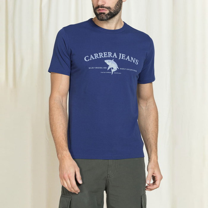T-SHIRT VINTAGE CON STAMPE CARRERA THE BLUE AGE REPLICA