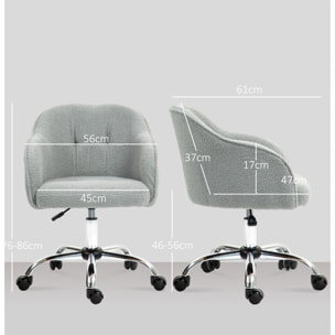 Chaise de bureau tissu bouclette design hauteur réglable pivotante piètement acier gris
