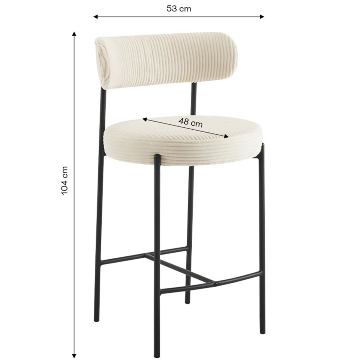 Lot de 2 tabourets de bar en velours côtelé - EVORA