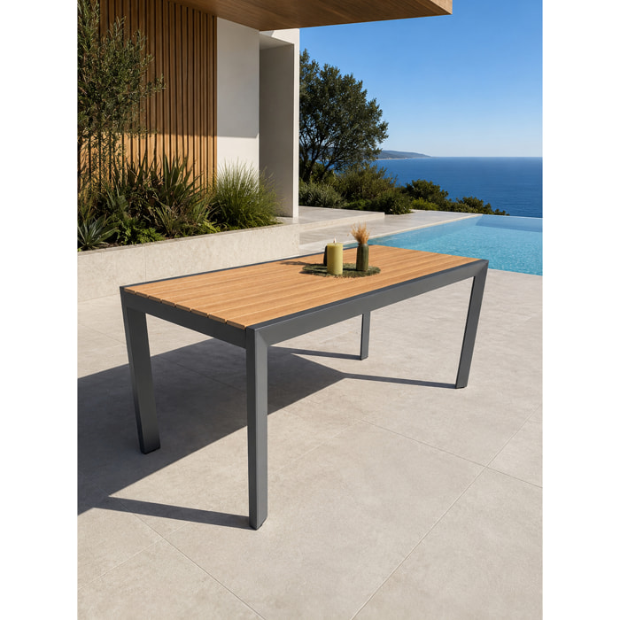 TONGA - Table de jardin en alu plateau polywood aspect bois