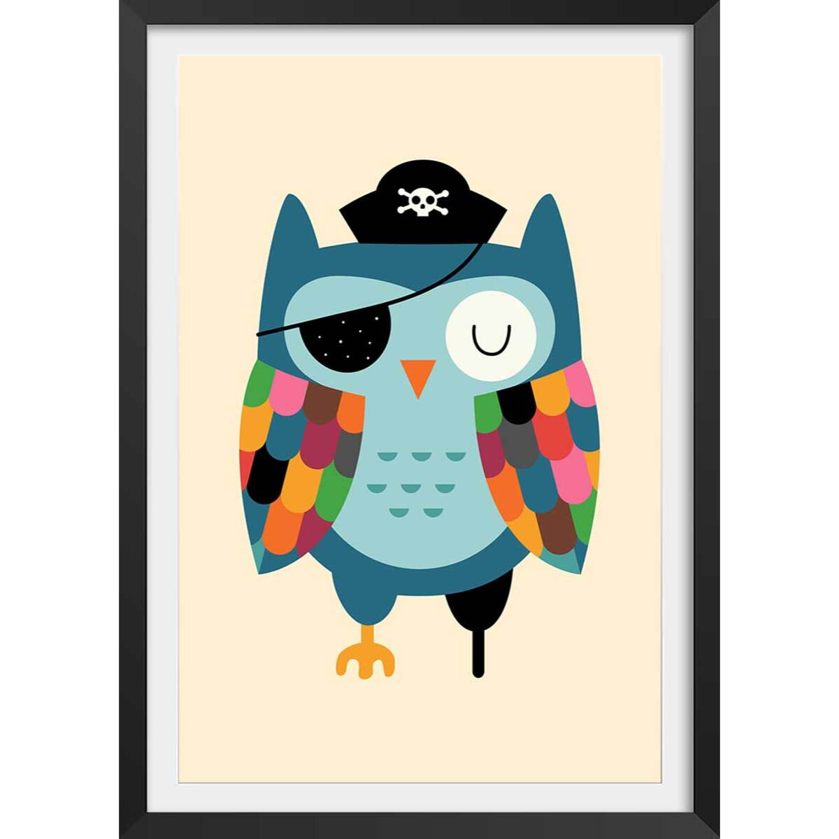 Affiche  capitaine hibou Affiche + cadre en bois - Noir