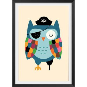 Affiche  capitaine hibou Affiche + cadre en bois - Noir
