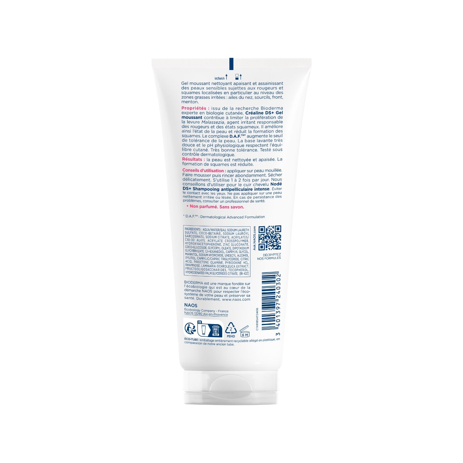 Créaline DS+ Gel Nettoyant - Gel Moussant Apaisant Assainissant - Peaux Sensibles 200 ml