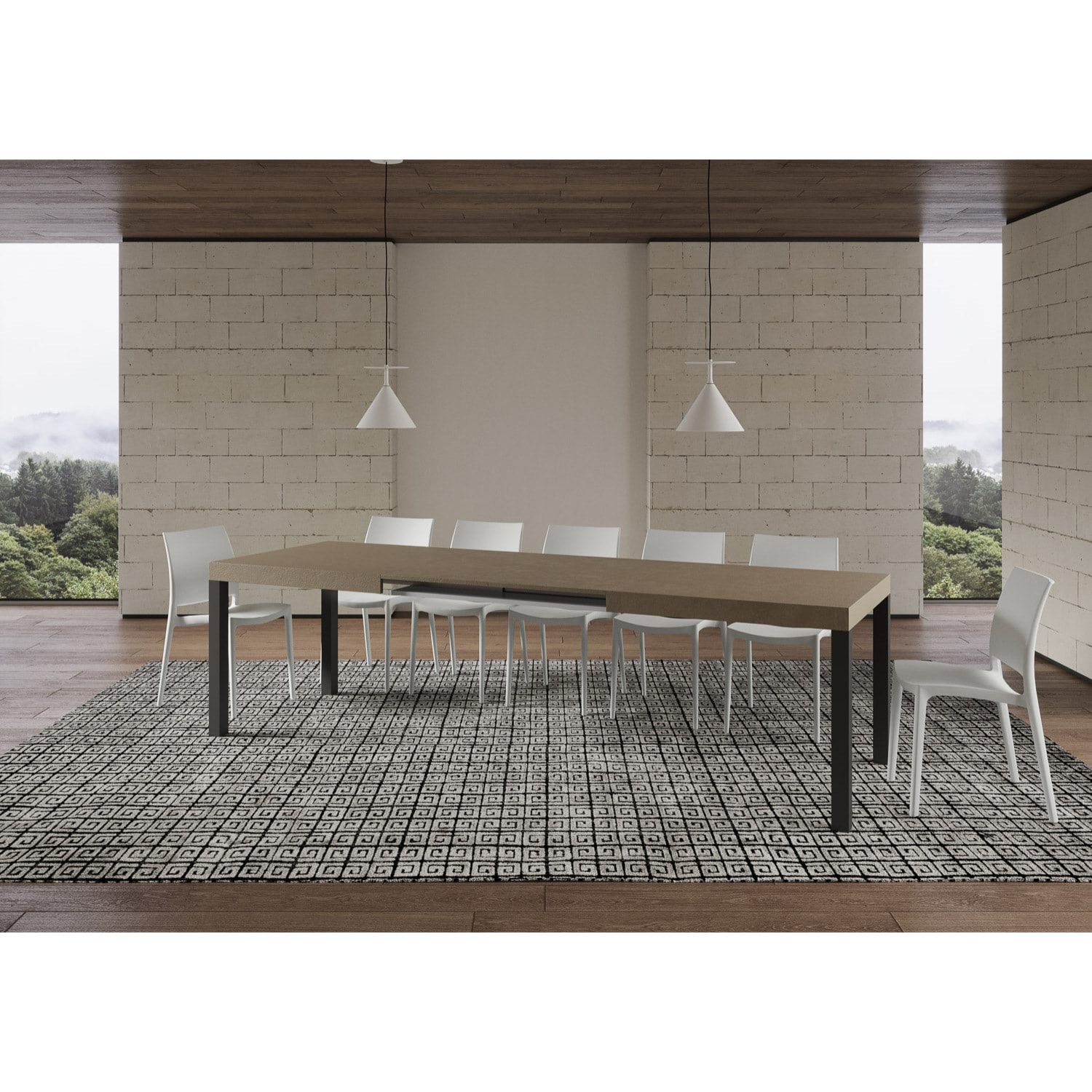 Mesa extensible 90x200/460cm Everyday gris paloma patas antracita