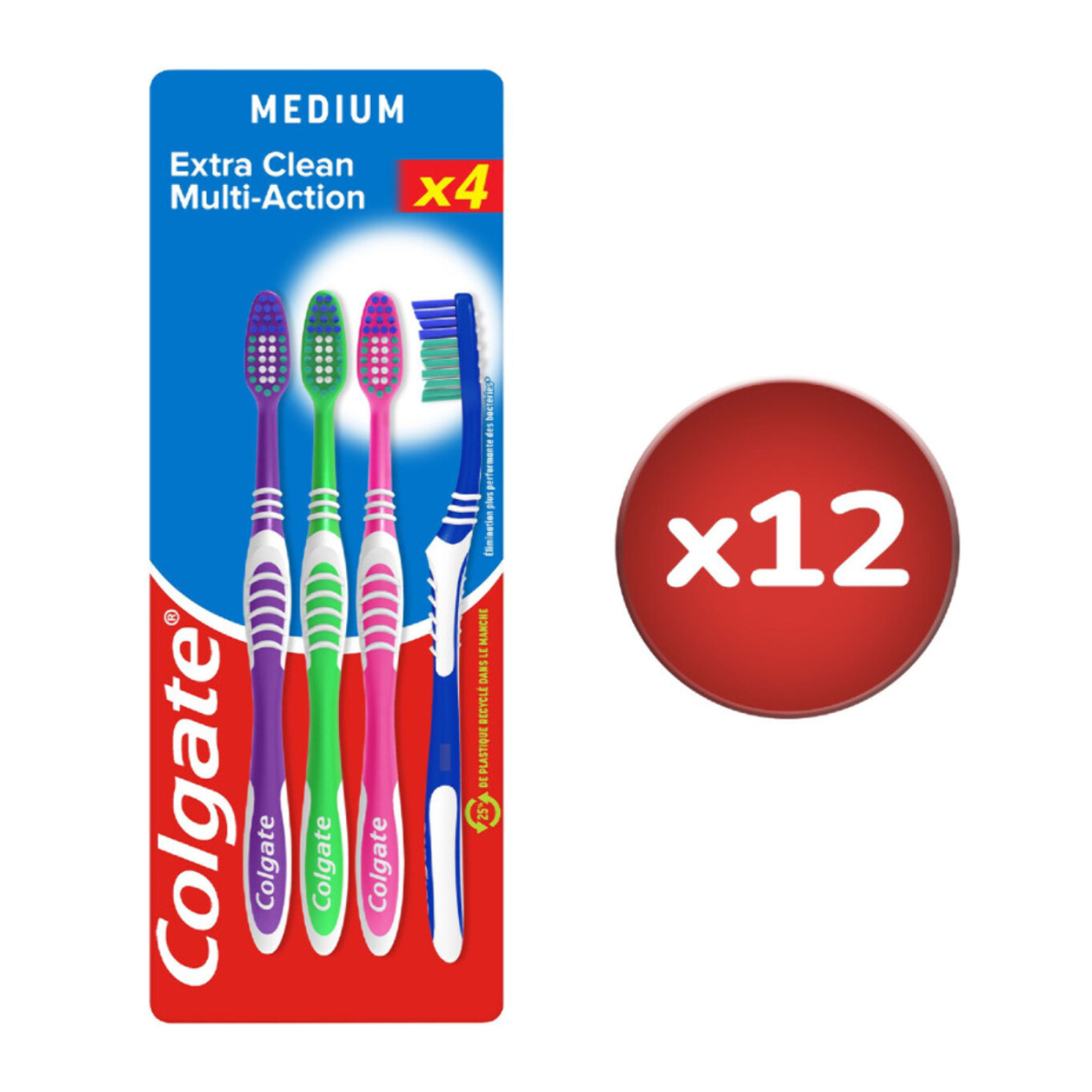 Pack de 12 - Brosses à dents Colgate multi-action medium