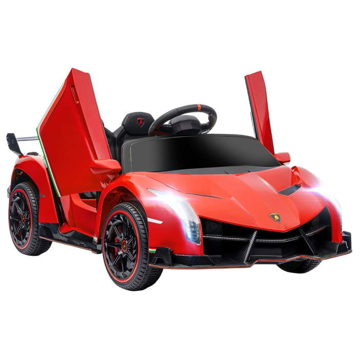Voiture électrique enfant licence Lamborghini Veneno V. max. 7 Km/h télécommande ouverture portes MP3 USB effets sonores lumineux rouge