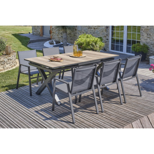 FLORIDE - Ensemble repas de jardin 6 places en aluminium