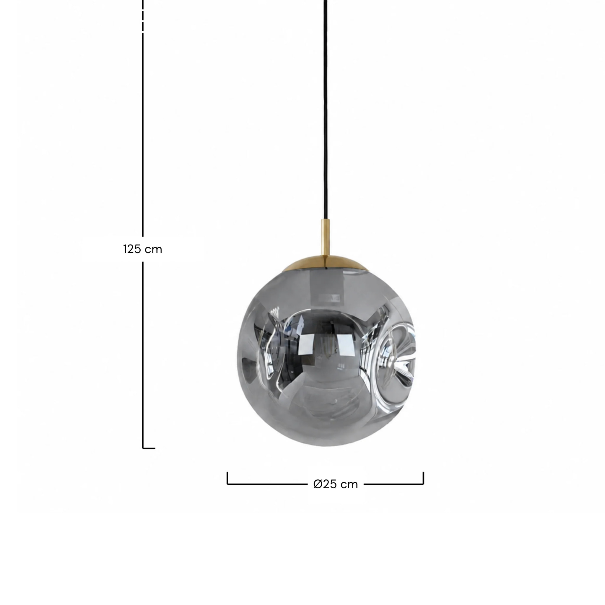 Suspension chrome en verre D25 cm - Brume