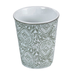 6 tasses à café 9 cl en porcelaine grise et motifs floraux - CAMILLE