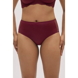 Mutandine a vita alta in pizzo granato