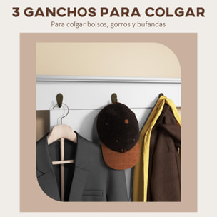 Perchero con Zapatero de Madera Perchero con Banco Incluye 2 Estantes y 3 Ganchos para Colgar Ropas Bolsos para Recibidor Entrada Pasillo 80,5x40x168 cm Blanco